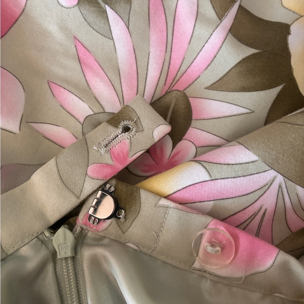 Pendlelton Floral Print Women's Silk/Cotton Pants - Pink & Olive Size 8 Tall - Picture 6 of 8